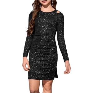 imageFloerns Girls Long Sleeve Mock Neck Rib Knit Fitted Pencil DressBlack Star