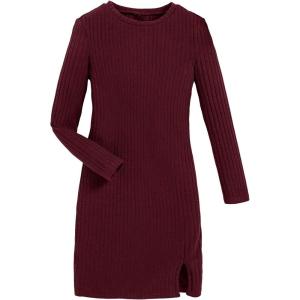 imageFloerns Girls Long Sleeve Mock Neck Rib Knit Fitted Pencil DressBurgundy