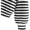 imageFloerns Womens Drop Shoulder Striped Long Sleeve SweatshirtA Black and White