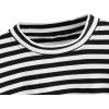 imageFloerns Womens Drop Shoulder Striped Long Sleeve SweatshirtA Black and White