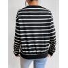 imageFloerns Womens Drop Shoulder Striped Long Sleeve SweatshirtBlack Red Heart