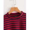 imageFloerns Womens Drop Shoulder Striped Long Sleeve SweatshirtBlack and Red