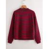 imageFloerns Womens Drop Shoulder Striped Long Sleeve SweatshirtBlack and Red