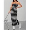 imageFloerns Womens Sleeveless Tube Top Sexy Strapless Bodycon Maxi Club DressBlack Striped
