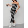 imageFloerns Womens Sleeveless Tube Top Sexy Strapless Bodycon Maxi Club DressBlack Striped