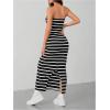 imageFloerns Womens Sleeveless Tube Top Sexy Strapless Bodycon Maxi Club DressBlack Striped