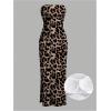 imageFloerns Womens Sleeveless Tube Top Sexy Strapless Bodycon Maxi Club DressBrown Leopard