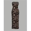 imageFloerns Womens Sleeveless Tube Top Sexy Strapless Bodycon Maxi Club DressBrown Leopard
