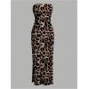 imageFloerns Womens Sleeveless Tube Top Sexy Strapless Bodycon Maxi Club DressBrown Leopard