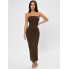 imageFloerns Womens Sleeveless Tube Top Sexy Strapless Bodycon Maxi Club DressChocolate Brown