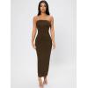 imageFloerns Womens Sleeveless Tube Top Sexy Strapless Bodycon Maxi Club DressChocolate Brown