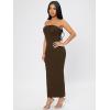 imageFloerns Womens Sleeveless Tube Top Sexy Strapless Bodycon Maxi Club DressChocolate Brown