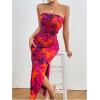 imageFloerns Womens Sleeveless Tube Top Sexy Strapless Bodycon Maxi Club DressFloral