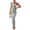 imageFloerns Womens Sleeveless Tube Top Sexy Strapless Bodycon Maxi Club DressGrey