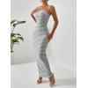 imageFloerns Womens Sleeveless Tube Top Sexy Strapless Bodycon Maxi Club DressGrey