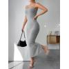 imageFloerns Womens Sleeveless Tube Top Sexy Strapless Bodycon Maxi Club DressLight Grey