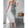 imageFloerns Womens Sleeveless Tube Top Sexy Strapless Bodycon Maxi Club DressLight Grey