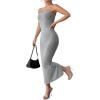 imageFloerns Womens Sleeveless Tube Top Sexy Strapless Bodycon Maxi Club DressLight Grey