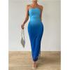 imageFloerns Womens Sleeveless Tube Top Sexy Strapless Bodycon Maxi Club DressPale Blue