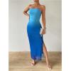 imageFloerns Womens Sleeveless Tube Top Sexy Strapless Bodycon Maxi Club DressPale Blue