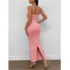 imageFloerns Womens Sleeveless Tube Top Sexy Strapless Bodycon Maxi Club DressPink