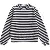 imageFloerns Womens Drop Shoulder Striped Long Sleeve SweatshirtNavy