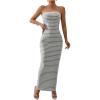 imageFloerns Womens Sleeveless Tube Top Sexy Strapless Bodycon Maxi Club DressGrey