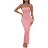 imageFloerns Womens Sleeveless Tube Top Sexy Strapless Bodycon Maxi Club DressPink
