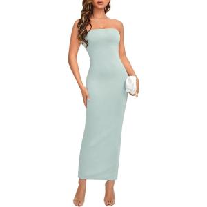 imageFloerns Womens Sleeveless Tube Top Sexy Strapless Bodycon Maxi Club DressMint Green