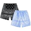 imageFloerns Boys 2 Pcs Boho Paisley Print Drawstring Waist Summer Beach Shorts with PocketsLight Blue