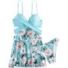 imageFloerns Womens 2 Piece Floral Print Wrap Cutout Bathing Suit Skirtini with BottomsA Blue
