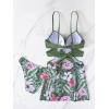 imageFloerns Womens 2 Piece Floral Print Wrap Cutout Bathing Suit Skirtini with BottomsArmy Green