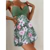 imageFloerns Womens 2 Piece Floral Print Wrap Cutout Bathing Suit Skirtini with BottomsArmy Green