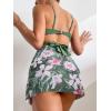 imageFloerns Womens 2 Piece Floral Print Wrap Cutout Bathing Suit Skirtini with BottomsArmy Green