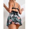 imageFloerns Womens 2 Piece Floral Print Wrap Cutout Bathing Suit Skirtini with BottomsBlack