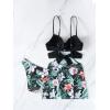 imageFloerns Womens 2 Piece Floral Print Wrap Cutout Bathing Suit Skirtini with BottomsBlack