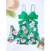 imageFloerns Womens 2 Piece Floral Print Wrap Cutout Bathing Suit Skirtini with BottomsGrass Green