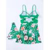 imageFloerns Womens 2 Piece Floral Print Wrap Cutout Bathing Suit Skirtini with BottomsGrass Green