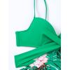 imageFloerns Womens 2 Piece Floral Print Wrap Cutout Bathing Suit Skirtini with BottomsGrass Green