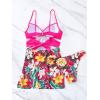 imageFloerns Womens 2 Piece Floral Print Wrap Cutout Bathing Suit Skirtini with BottomsPurple