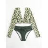 imageFloerns Womens Bathing Suit Long Sleeve Twist Front High Waisted Bikini SetGreen