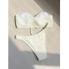 imageFloerns Womens Bathing Suit Tie Front Strapless Bandeau 2 Piece Bikini Swimsuit Beige Medium