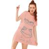 imageFloerns Womens Funny Lingerie Nightgown Cute Print Tshirt SleepdressPink