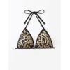 imageFloerns Womens Leopard Print Swim Top Sequin Tie Back Triangle Halter Bikini Top