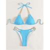 imageFloerns Womens Micro Triangle Bikini Set Cut Out Chain Two Piece Bathing SuitMint Blue