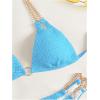 imageFloerns Womens Micro Triangle Bikini Set Cut Out Chain Two Piece Bathing SuitMint Blue