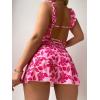 imageFloerns Womens One Piece Swimsuit Frill Trim Bathing Suit with Beach SkirtPink