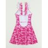 imageFloerns Womens One Piece Swimsuit Frill Trim Bathing Suit with Beach SkirtPink