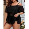 imageFloerns Womens Plus Size 2 Piece Cold Shoulder Layered Top High Waist Bottoms Tankini SwimsuitBlack