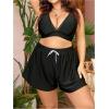 imageFloerns Womens Plus Size Swim Board Shorts with Pockets Bathing Suit ShortsBlack Drawstring